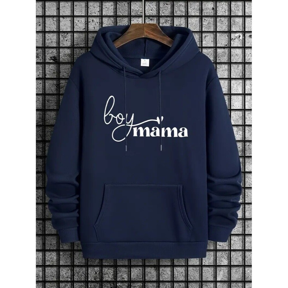 Sweater BOY MAMA Blue Hoodie Pullover Size S/M